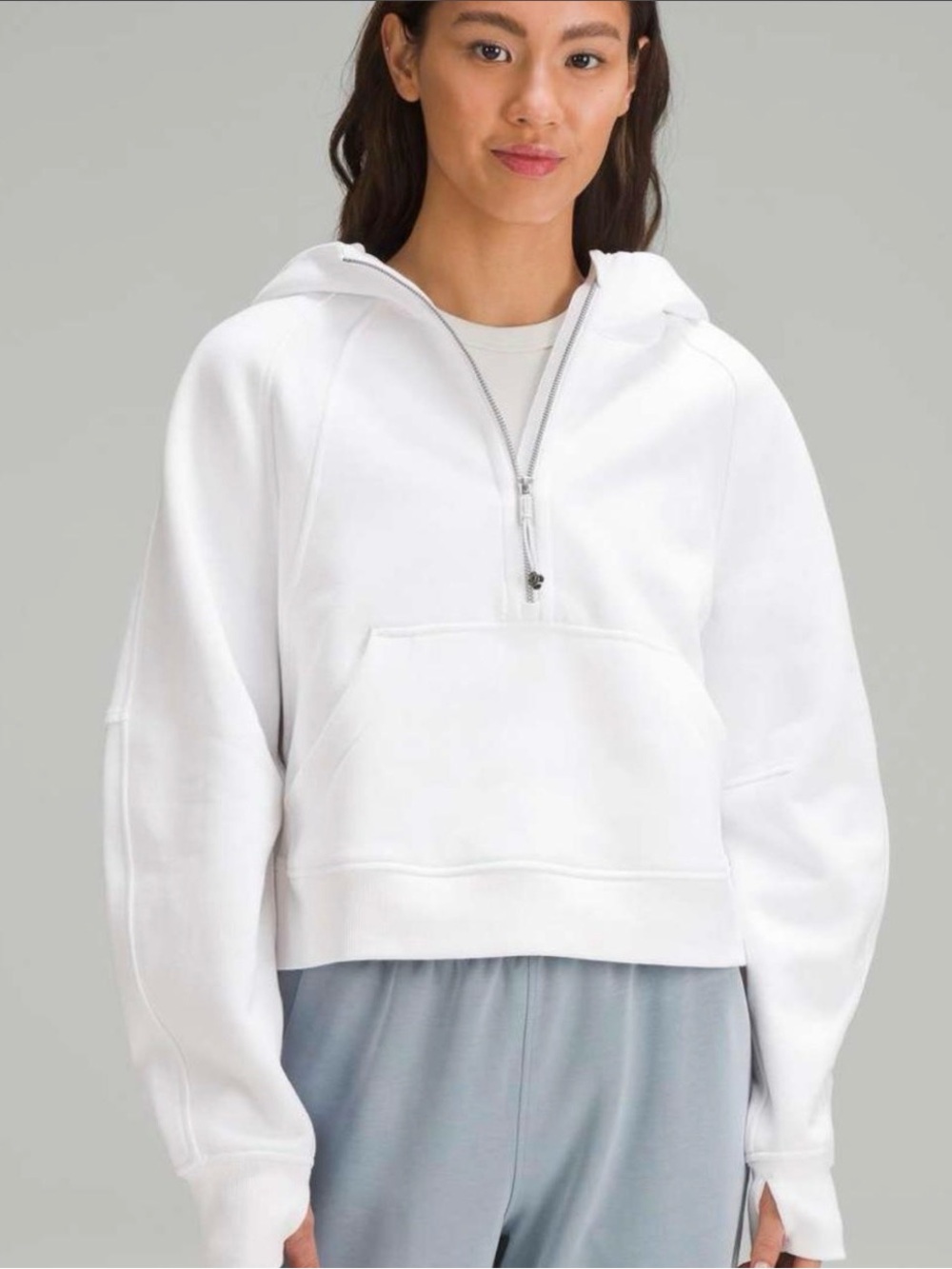 Lululemon Scuba Oversized Half Zip Hoodie Sweatshirt M/L White $128 NEW NWOT